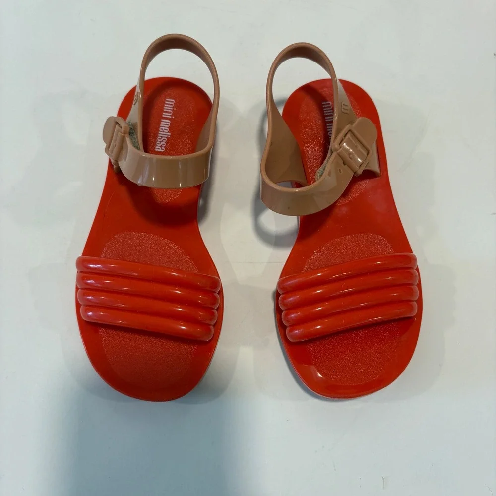 Mini Melissa Red Tan Jelly Sandals Toddler Girls Size 11 US 07GR23BR Brazil
